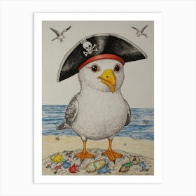 Seagull Pirate Art Print