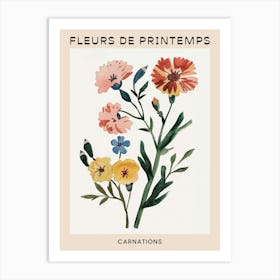 Spring Floral French Poster  Carnations 5 Art Print