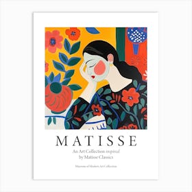 Sleepy Woman With Floral Dress, The Matisse Inspired Art Collection Poster Art Print