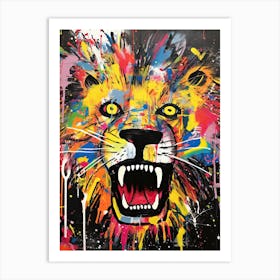 Angry Lion Basquiat style Art Print