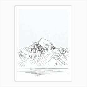 Mount Mckinley Denali Usa Line Drawing 5 Art Print