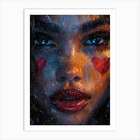 Girl With Red Paint On Her Face Art Print