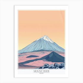 Mount Teide Spain Color Line Drawing 2 Poster Art Print