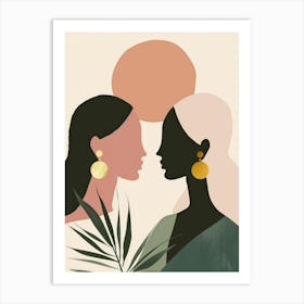 Two Women With Earrings Art Print