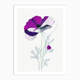 Anemone Floral Minimal Line Drawing 5 Flower Art Print