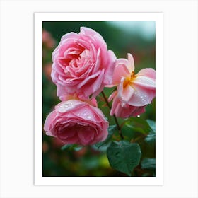 English Roses Painting Rose With Dewdrops 2 Art Print
