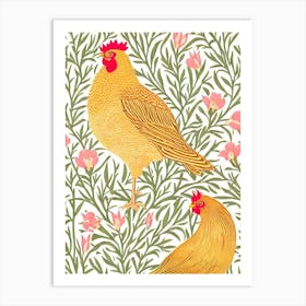 Chicken 3 William Morris Style Bird Art Print