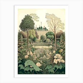 Luxembourg Gardens, France Vintage Botanical Art Print