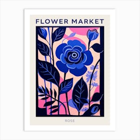 Blue Flower Market Poster Rose 4 Art Print