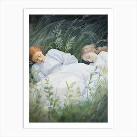 Sleeping Sisters Painting Art Print