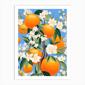 Orange Tree With Flowers Art Print