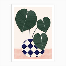 Blue And White Checkered Art Print