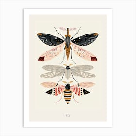 Colourful Insect Illustration Fly 7 Poster Art Print