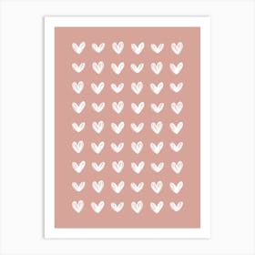 Scribble Hearts - Dusty Pink Art Print