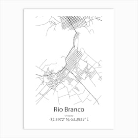 Rio Branco,Uruguay Minimalist Map Art Print