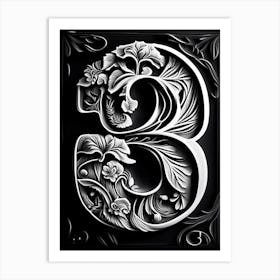 3, Number, Education Linocut Art Print