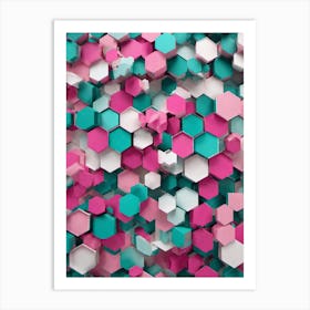 3d Hexagons Art Print