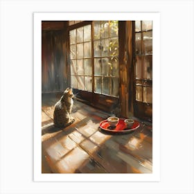 Cat Sitting In Front Of Window Art Print