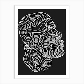 Minimalist Portrait Line Black And White Woman 10 Art Print