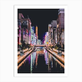 Dotonburi City At Night Osaka, Japan Art Print