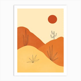Red Sun Desert Art Print