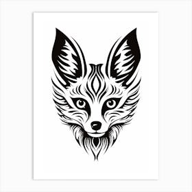 Linocut Fox Pattern 3 Art Print
