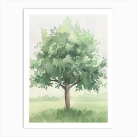 Orange Tree Atmospheric Watercolour Painting 3 Art Print