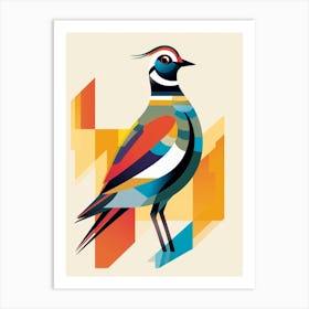 Colourful Geometric Bird Lapwing 2 Art Print