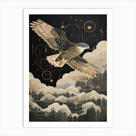 Eurasian Sparrowhawk 2 Gold Detail Painting Art Print