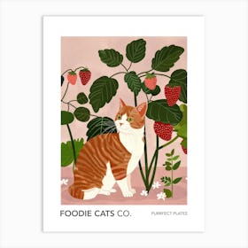 Foodie Cats Co Cat And Strawberries 2 Art Print