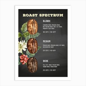 Coffee Roast Spectrum — coffee poster, kitchen art print Art Print