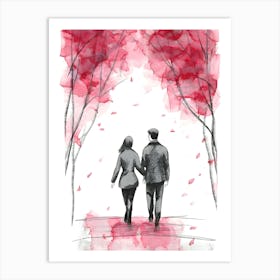 Couple Walking In The Park Art Print
