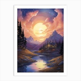 Sunset By The Lake Art Print