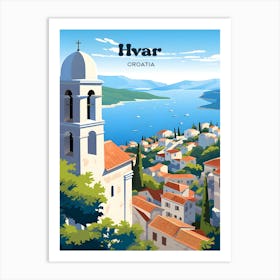 Hvar Croatia Coast Travel Art Illustration Art Print