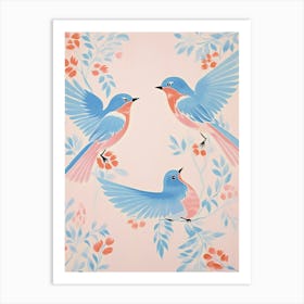 Vintage Japanese Inspired Bird Print Eastern Bluebird 4 Art Print