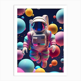 Spaceman With Bubbles Art Print