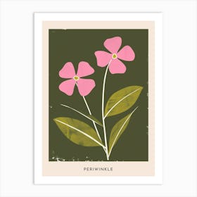 Pink & Green Periwinkle 1 Flower Poster Art Print