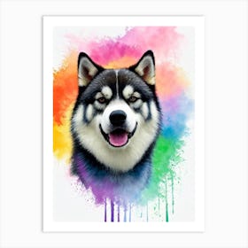 Alaskan Malamute Rainbow Oil Painting Dog Art Print