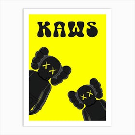 Kaws Yellow wall art Art Print