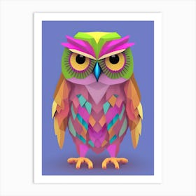 3d Colorful Isometric Owl Art Print