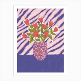 Tiger Print & Flowers In A Vase Art Print