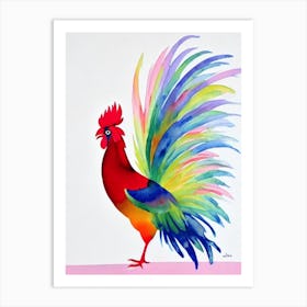 Rooster Watercolour Bird Art Print