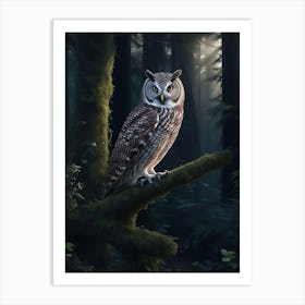 The Deep Forest Path Where An Owl Perches Art Print