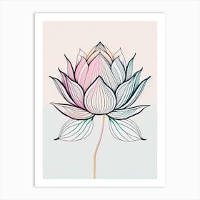 Lotus Flower Pattern Minimal Line Drawing 6 Art Print