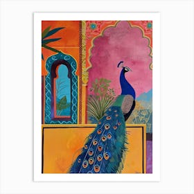 Peacock In A Palace Painting Art Print