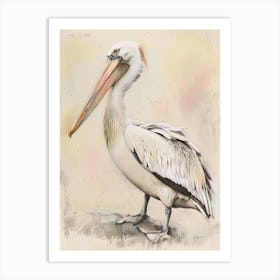 Pelican Pastel Watercolour 1 Affiche