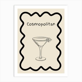 Cosmopolitan Doodle Poster B&W Art Print