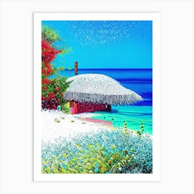 Isla Holbox Mexico Pointillism Style Tropical Destination Art Print
