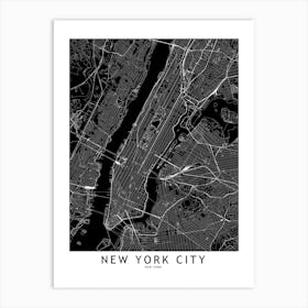 New York City Black And White Map Art Print