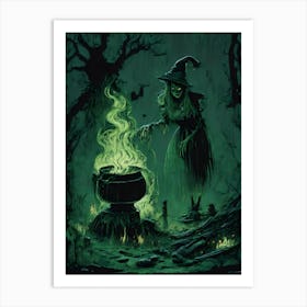 Witch's Brew in the Haunting Forest Art Print